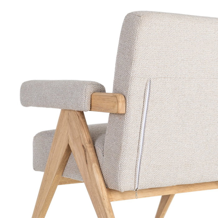 Sillón Beige Tejido-Madera Salón 74 X 76 X 85 cm