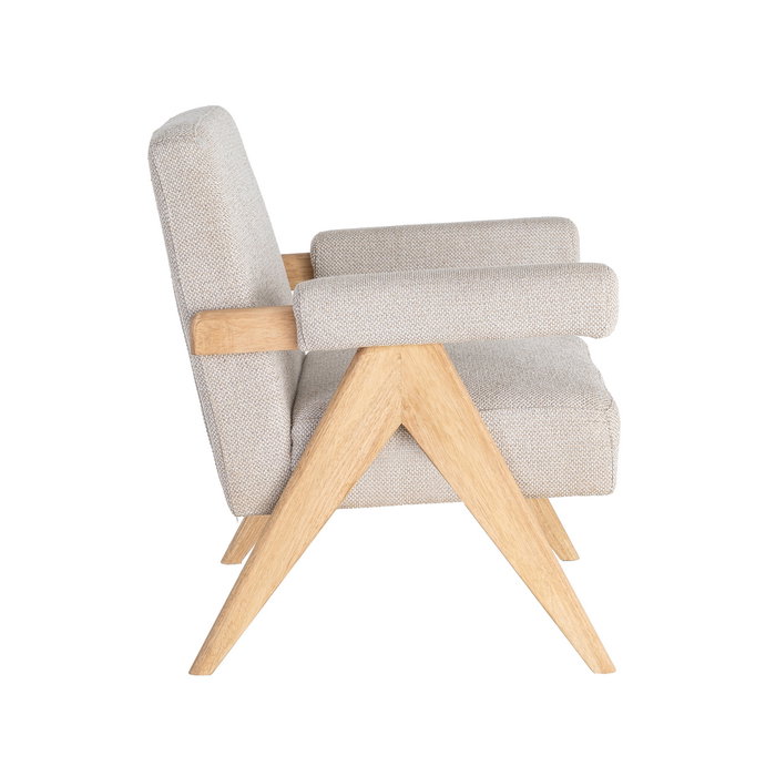 Sillón Beige Tejido-Madera Salón 74 X 76 X 85 cm