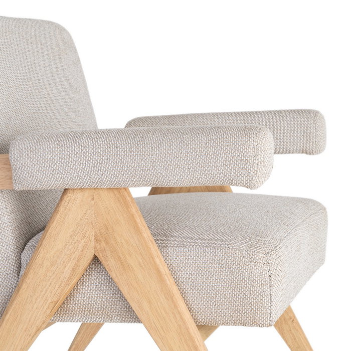 Sillón Beige Tejido-Madera Salón 74 X 76 X 85 cm