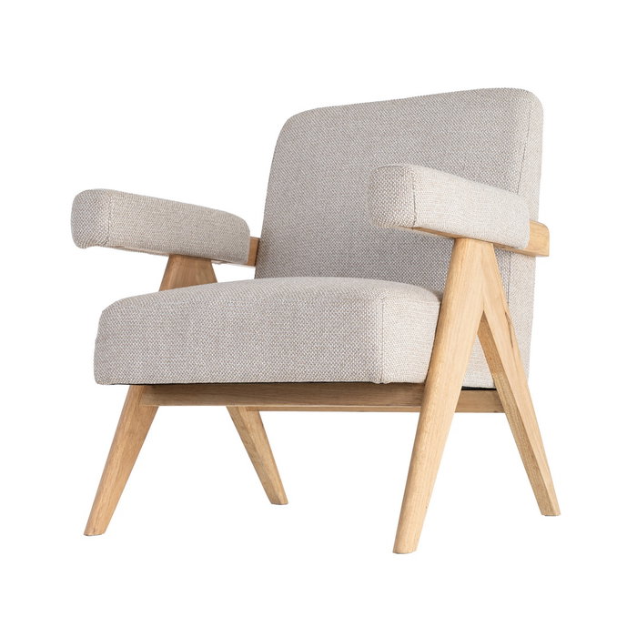 Sillón Beige Tejido-Madera Salón 74 X 76 X 85 cm