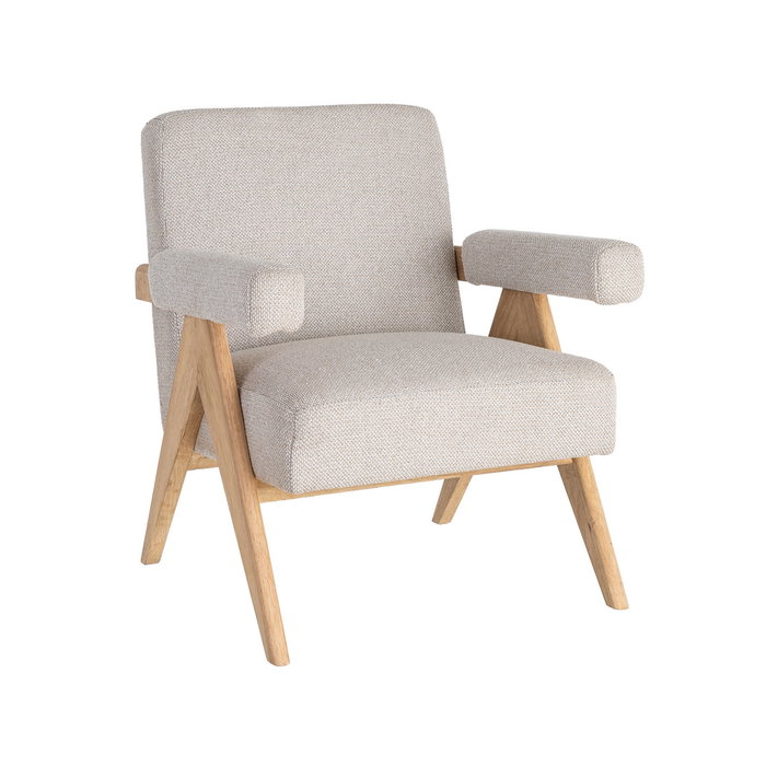 Sillón Beige Tejido-Madera Salón 74 X 76 X 85 cm