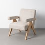 Ixia Sillón Beige de Tejido y Madera