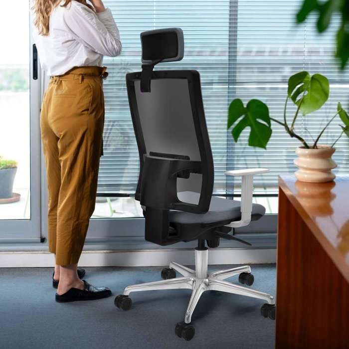 PIQUERAS Y CRESPO Silla de oficina Horna con mecanismo Sincro, Gris oscuro y Blanco PIQUERAS Y CRESPO Silla de oficina Horna con mecanismo Sincro, Gris oscuro y Blanco