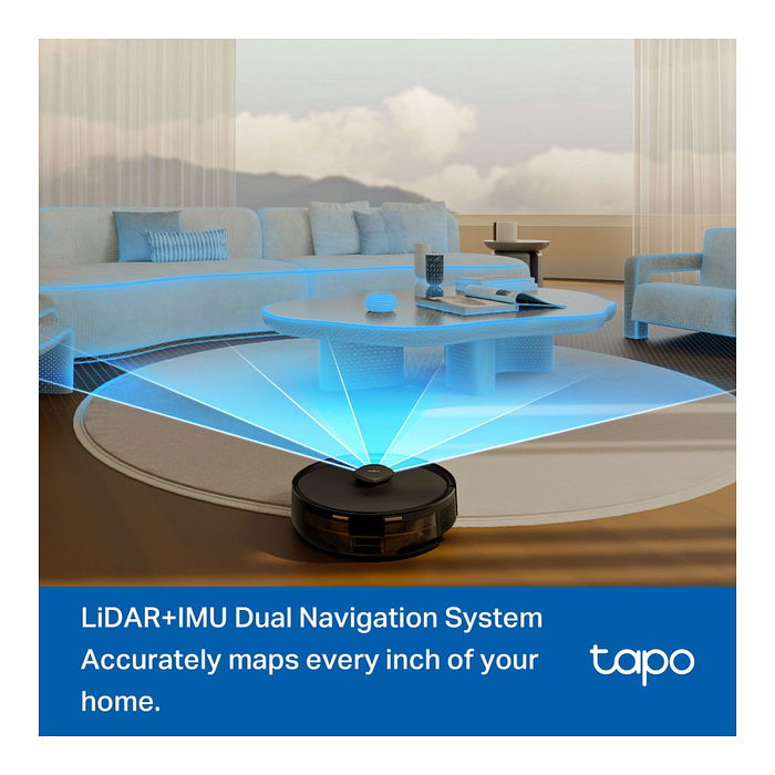 TP-Link Tapo RV30 Max Plus Robot Aspirador y Fregador, 5300Pa Succión, LIDAR, WiFi, 150 Min Autonomía, Batería Recargable, Aplicación, Compatible con Alexa y Google Assistant