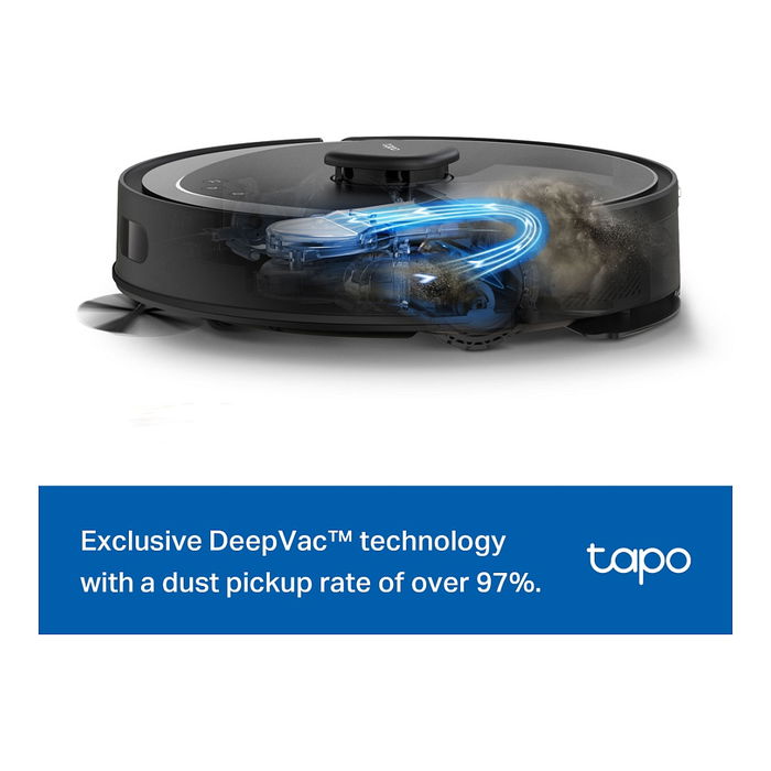 TP-Link Tapo RV30 Max Plus Robot Aspirador y Fregador, 5300Pa Succión, LIDAR, WiFi, 150 Min Autonomía, Batería Recargable, Aplicación, Compatible con Alexa y Google Assistant