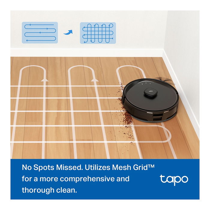 TP-Link Tapo RV30 Max Plus Robot Aspirador y Fregador, 5300Pa Succión, LIDAR, WiFi, 150 Min Autonomía, Batería Recargable, Aplicación, Compatible con Alexa y Google Assistant