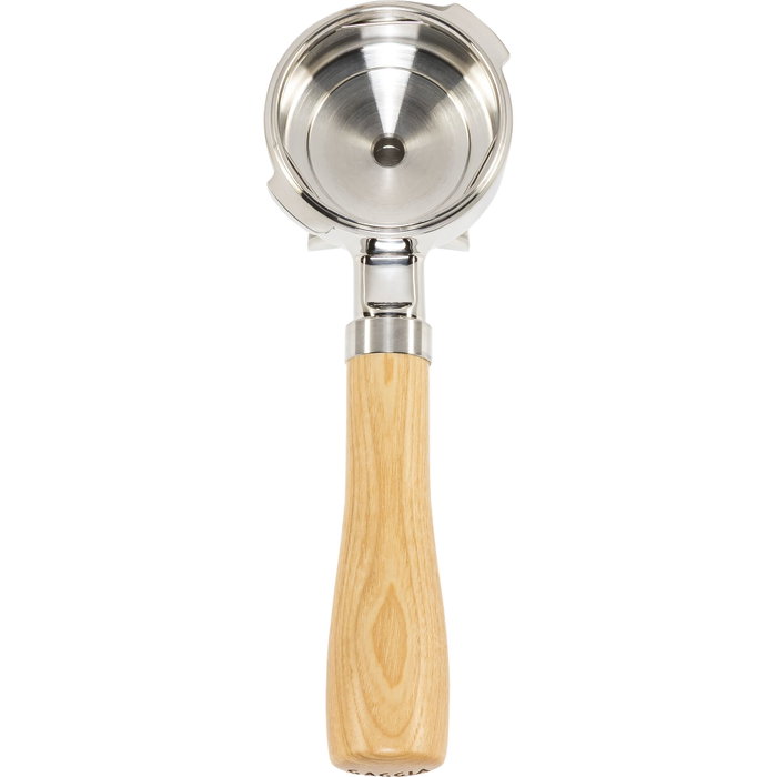 Gaggia Portafiltro con boquilla doble de acero inoxidable y madera de fresno