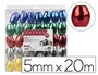 Liderpapel Cinta Fantasia Barrilete Metalizada, 5 mm x 20 m, Colores Surtidos para Lazos y Manualidades