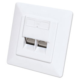Intellinet 771917 Caja de Pared RJ45 Cat6a STP 10G 2 Puertos 500 MHz para Cableado Estructurado - Blanco