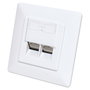Intellinet 771917 Caja de Pared RJ45 Cat6a STP 10G 2 Puertos 500 MHz para Cableado Estructurado - Blanco