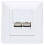 Intellinet 771917 Caja de Pared RJ45 Cat6a STP 10G 2 Puertos 500 MHz para Cableado Estructurado - Blanco