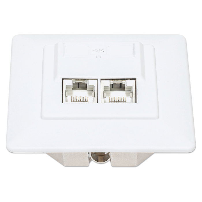 Intellinet 771917 Caja de Pared RJ45 Cat6a STP 10G 2 Puertos 500 MHz para Cableado Estructurado - Blanco