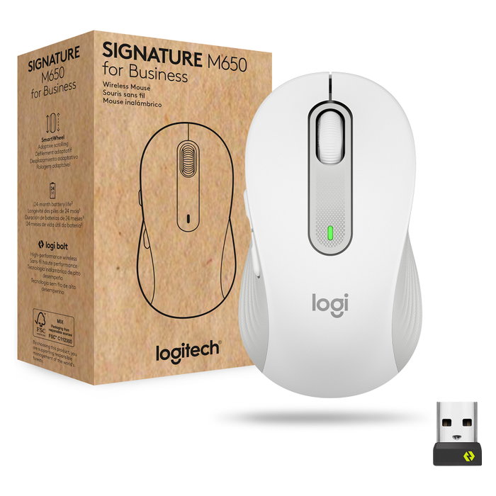 Logitech Signature M650 for Business Ratón Inalámbrico Blanco