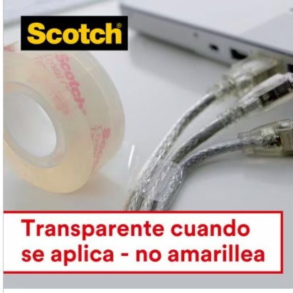 Scotch Rollo Cinta Adhesiva Supertransparente Crystal con Dispensador 19mm x 7,5m 7100086309