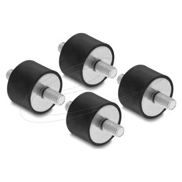 DeLOCK Amortiguadores de vibraciones M8 x 1,25 mm D 30 x H 20 mm con 2 x rosca exterior, 4 piezas, negro