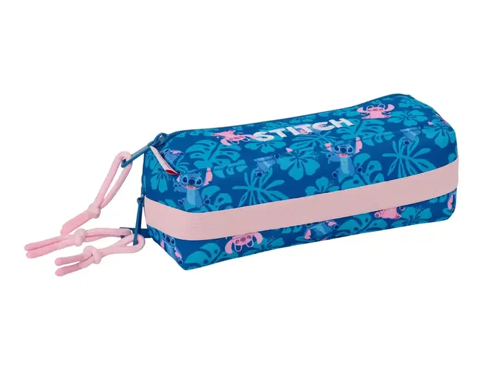 Safta Estuche Portatodo Rectangular Colección Stitch, 3 Cremalleras, Goma Elástica, Dimensiones 85x60x220 mm