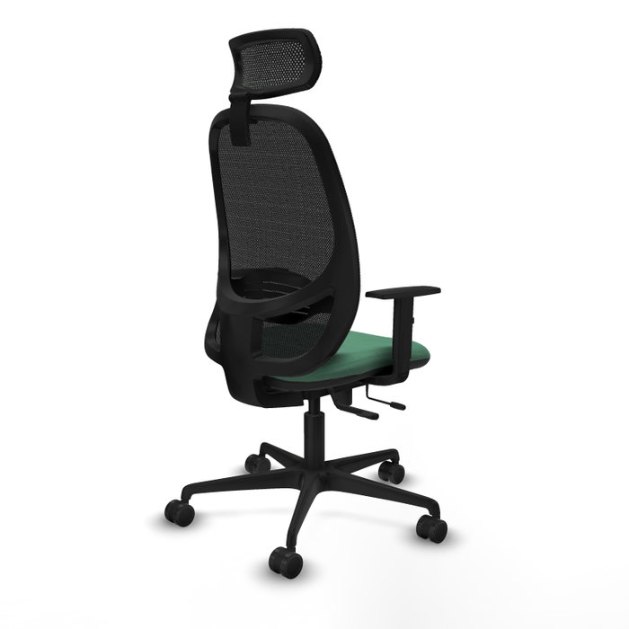 PIQUERAS Y CRESPO Silla de oficina Cilanco con mecanismo Sincro/Traslack, Verde esmeralda y Negro