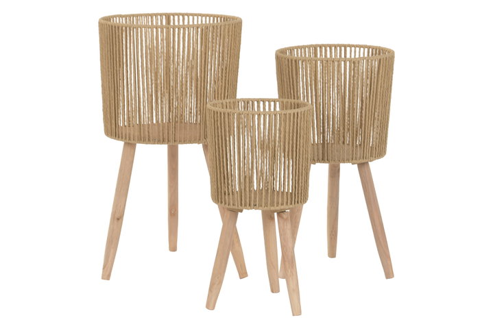 DKD Home Decor Macetero Urban Marron 32x32x58 cm Set de 3
