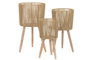 DKD Home Decor Macetero Urban Marron 32x32x58 cm Set de 3