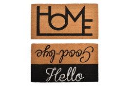DKD Home Decor Felpudo Fibra de Coco y Goma Marron Negro 45 x 1.5 x 75 cm (2 Unidades)