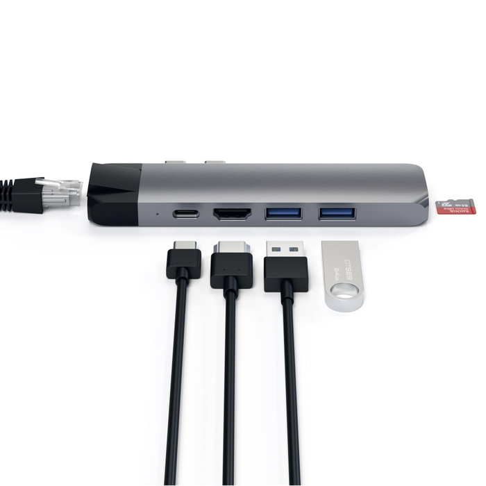 Satechi Type-C Pro Hub 4K HDMI con Ethernet, Gris espacial