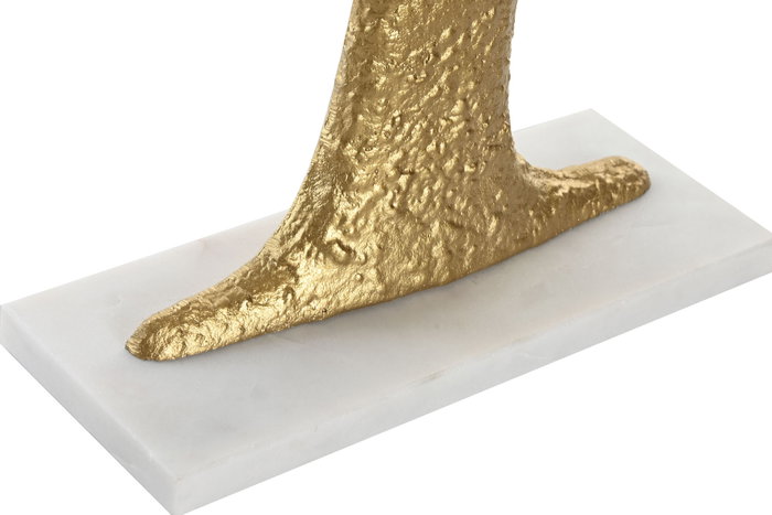 DKD Home Decor Figura de Árbol en Aluminio Dorado y Mármol Blanco 76x10x68 cm