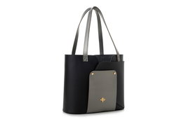 Lucky Bees Bolso Tote 1292 Piel Negro y Gris 30x12x26 cm