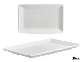 Vessia Bandeja de Porcelana Blanca Rectangular para Decoración o Servir, 20 cm de Ancho x 12.8 cm de Largo x 1.5 cm de Alto (Set de 48)