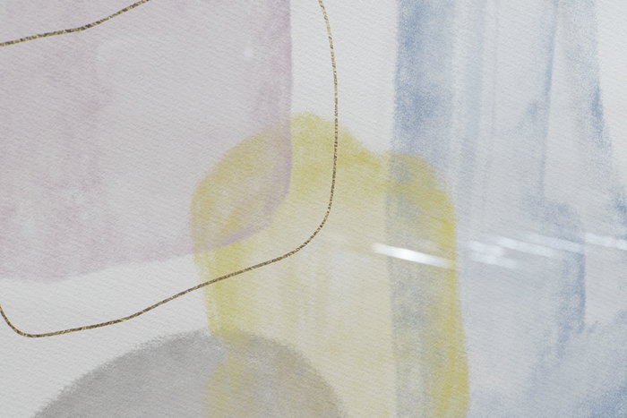 DKD Home Decor Set de 3 Cuadros Abstractos Amarillo y Gris 53x73x3 cm