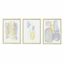DKD Home Decor Set de 3 Cuadros Abstractos Amarillo y Gris 53x73x3 cm