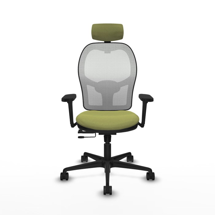 PIQUERAS Y CRESPO Silla de oficina Jorquera con mecanismo Sincro/Traslack Verde oliva y Blanco