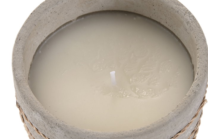 DKD Home Decor Vela Aromática Vainilla Gris Cemento y Cuerda Pack 6 Unidades 12 x 10 x 12 cm