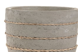 DKD Home Decor Vela Aromática Vainilla Gris Cemento y Cuerda Pack 6 Unidades 12 x 10 x 12 cm