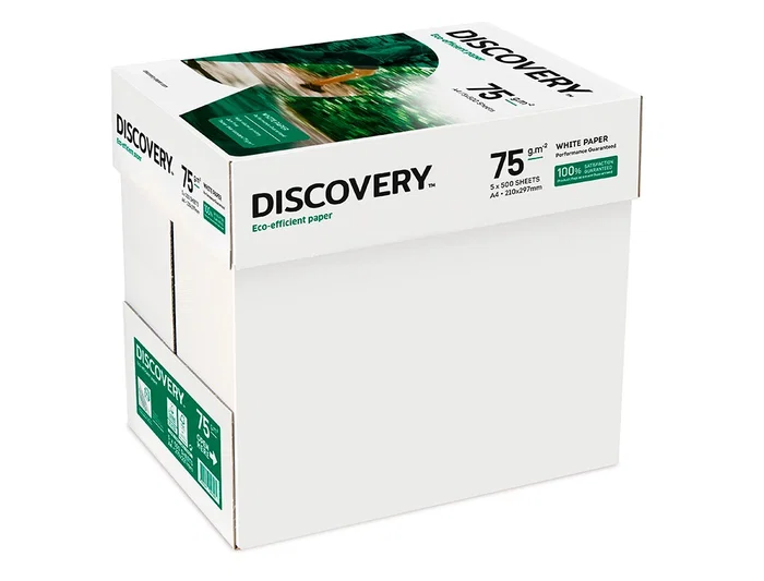 Discovery Papel Multiuso Ink-jet y Laser Fast Pack Din A4 75 Gramos Caja 2500 Hojas Blanco Discovery Papel Multiuso Ink-jet y Laser Fast Pack Din A4 75 Gramos Caja 2500 Hojas Blanco
