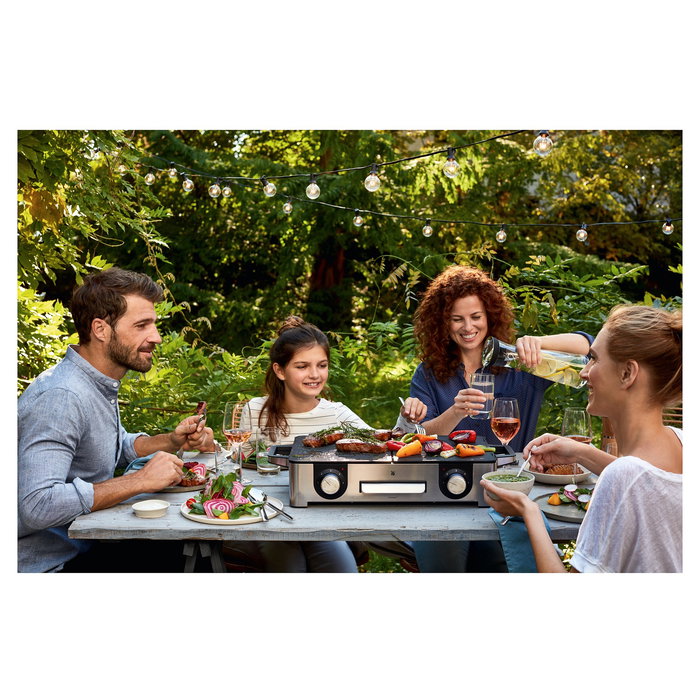 WMF 0415280011 Tischgrill Lono Master Parrilla de Mesa 280 x 500 mm Acero Inoxidable Antiadherente Fácil de Limpiar