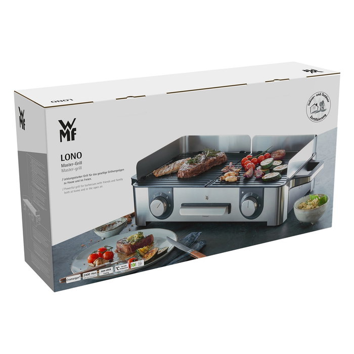 WMF 0415280011 Tischgrill Lono Master Parrilla de Mesa 280 x 500 mm Acero Inoxidable Antiadherente Fácil de Limpiar