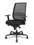 Silla de oficina Alares con mecanismo Sincro tapizada con Tela color Negro. Equipada con lumbar 1D, Brazos 1D y Ruedas 65mm nailon
