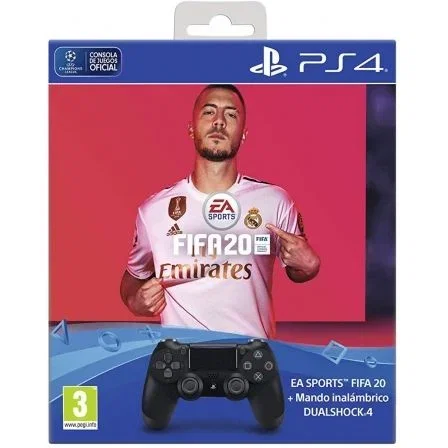 Pack Sony Gamepad Dualshock 4 V2 JetBlack y Juego FIFA 20 para PS4