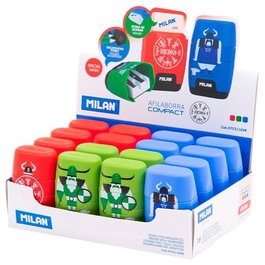 Milan Afilaborra Compact Vikings Caja Expositora 16 Unidades C-Surtidos Sacapuntas y Goma de Borrar