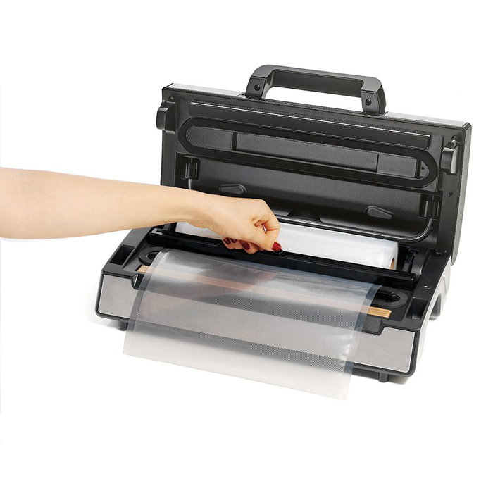 Laica Máquina de Vacío 20 l/min con Doble Barra de Sellado, Potencia Regulable e Incluye 2 Rollos 28 x 600 cm Laica Máquina de Vacío 20 l/min con Doble Barra de Sellado, Potencia Regulable e Incluye 2 Rollos 28 x 600 cm