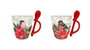 DKD Home Decor Set de Tazas de Porcelana 300 ml Surtido Rojo y Verde