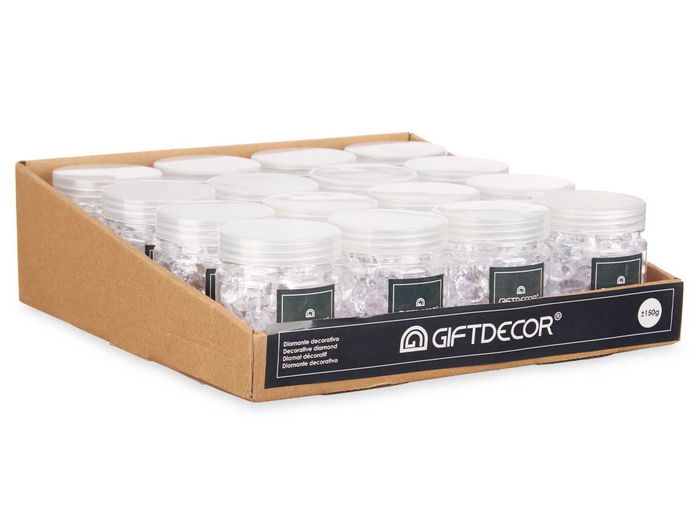 Giftdecor Bote Diamante Transparente 150Gr Plástico 6.5 x 8 x 6.5 cm (Set de 32)