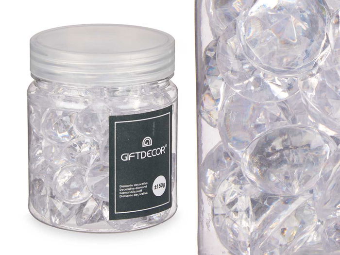 Giftdecor Bote Diamante Transparente 150Gr Plástico 6.5 x 8 x 6.5 cm (Set de 32)