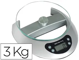 Q-connect Q-connect Electrónica 3000 g - Báscula de Precisión Digital con Plataforma de Cristal, Capacidad 3 kg, Graduación 1 g, Pantalla LCD