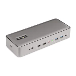 StarTech.com 129UE-USBC-KVM-DOCK Dock KVM USB-C para 2 Portátiles, Conmuta entre 2 PCs, 2x DisplayPort 4K 60Hz, PD 90W/45W Carga, Ethernet, Audio, Compatible Mac M1/M2 - Plata