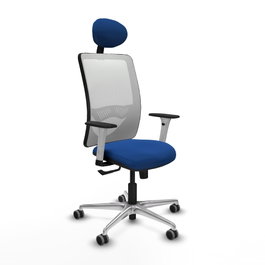 PIQUERAS Y CRESPO Silla de oficina Zulema con mecanismo Sincro, Azul y Blanco