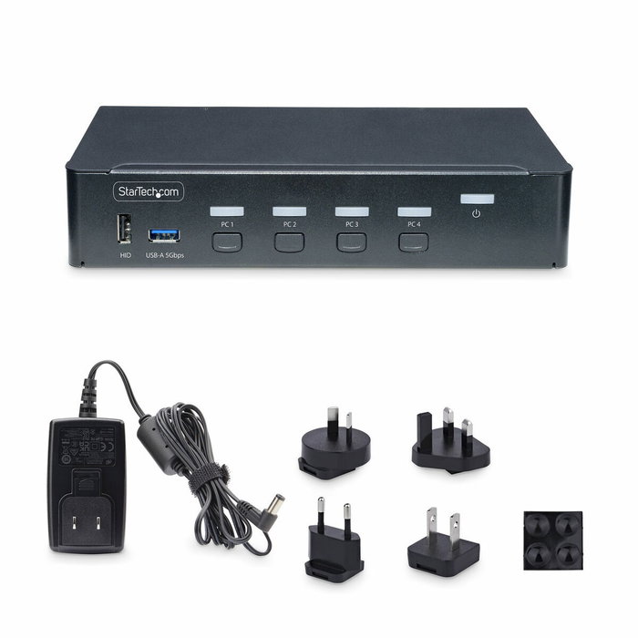 StarTech Switch KVM de 4 puertos DisplayPort 4K 60Hz Negro