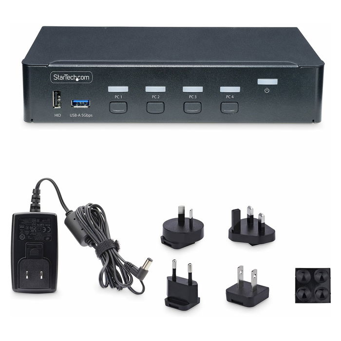 StarTech.com KVM Switch DisplayPort 4 Puertos 4K 60Hz, Hub USB, TAA, Conmutador Independiente para 4 Ordenadores y 1 Monitor StarTech.com KVM Switch DisplayPort 4 Puertos 4K 60Hz, Hub USB, TAA, Conmutador Independiente para 4 Ordenadores y 1 Monitor