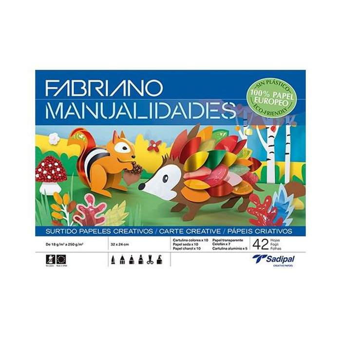 Sadipal Papeles Surtidos para Manualidades 32x24cm Pack 42 Hojas