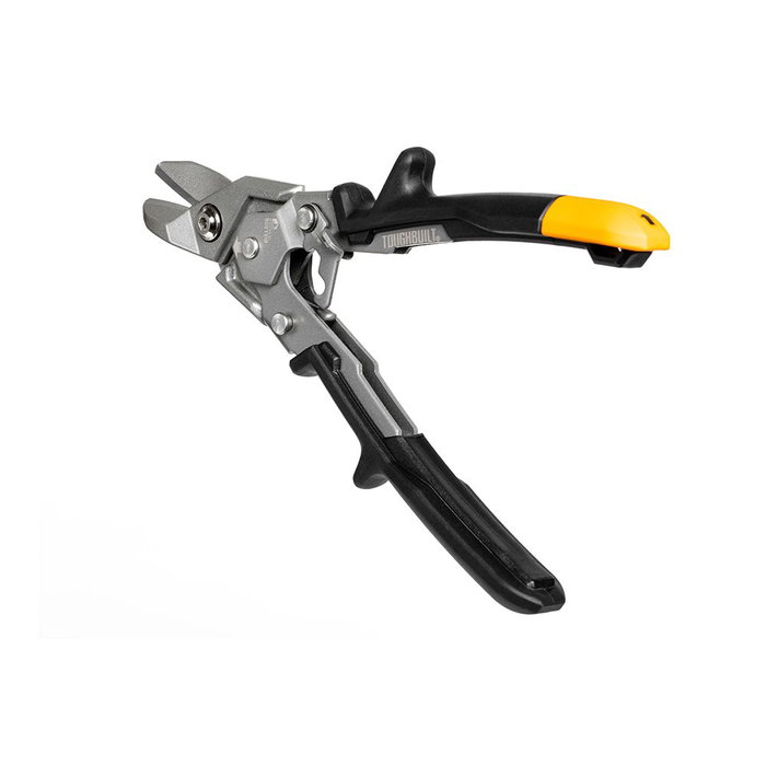 Toughbuilt Tijera Cortachapa, Corte Recto Corto Bulldog, Ambidiestra, para Acero Inoxidable 0.76mm y Laminado en Frío 1.21mm, Agarre Ergonómico y Muelle